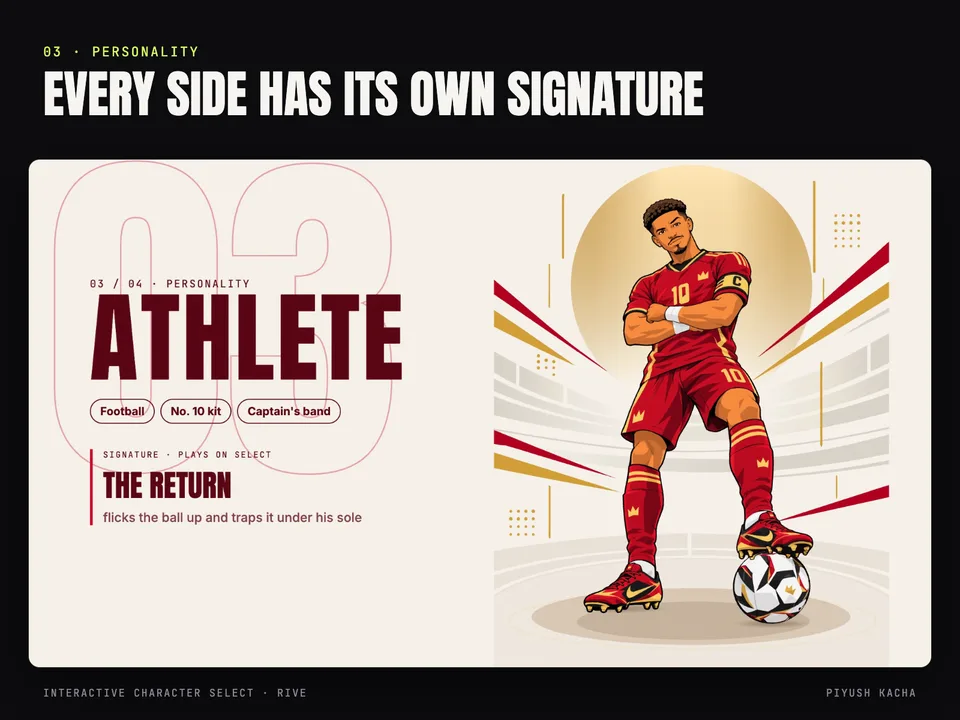 The Athlete personality card with his signature move, The Return
